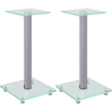 Supports de haut-parleurs 2 pcs argenté verre trempé 1 pilier (1/5)