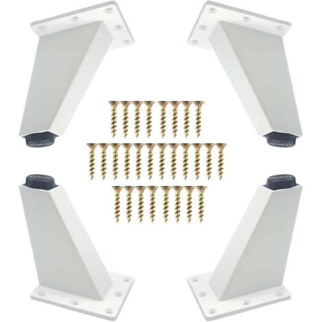 Lot de 4 pieds de meuble Ulisem, pieds de meuble inclinés en aluminium, pieds de remplacement pour canapé, armoire, commode, table, vis de montage incluses, blanc, 80 mm (1/4)