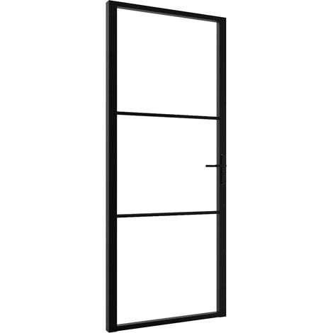Porte intérieure Verre ESG et aluminium 93x201,5 cm Noir