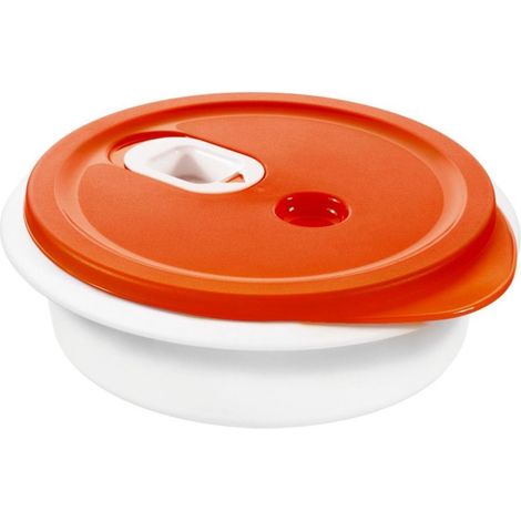 Mikrowellen-Menüteller mit Deckel "Clever" weiß/rot 20 x 20 x 6,5 cm