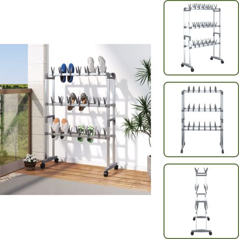 The Living Store Schuhregal mit Rollen Silbern 66x27x100 cm - Schuhablage (1/5)