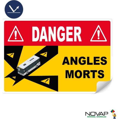 Panneau Angles morts pour bus - Rétroréfléchissant Classe 1 - Adhésif 250x170mm - 4631080 (1/2)