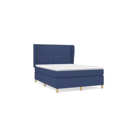 Sommier à lattes de lit avec matelas Bleu 140x190 Tissu (1/5)