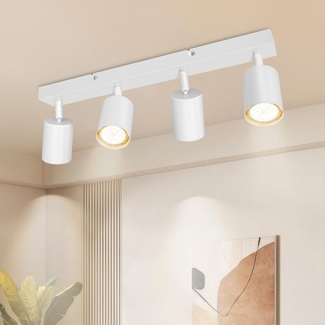 Plafonnier 4 Spots GU10 Orientables, Spots de Plafond Blanc Mat (1/5)