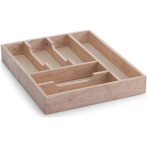 Zeller Bandeja para cubiertos en madera natural marrón, 6 compartimentos