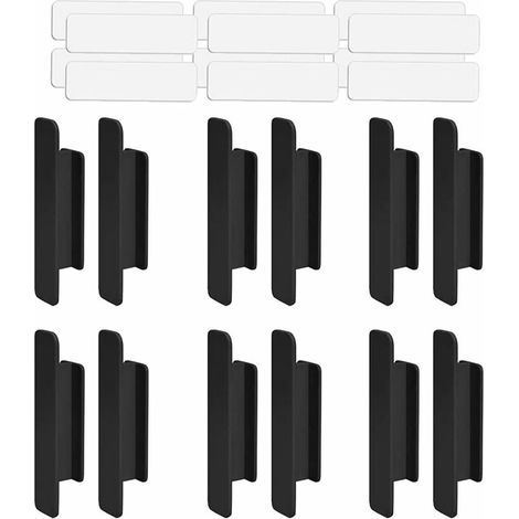 12-teiliges Set Türknöpfe aus Kunststoff, selbstklebende Griffe, Türknöpfe zum Aufkleben (schwarz) (1/5)