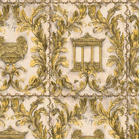 Wolfgang Joop Greek Temple Gold Glitter Wallpaper Beige Paste The Wall Vinyl (1/4)