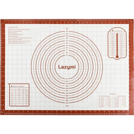 Tapis Silicone Patisserie: 71 x 51 cm Tapis de Cuisson pour Four - Feuille de Cuisson Patisserie avec Mesures - Antihafte Plaque Silicone Patisserie pour Pizza/Biscuit/Pâte (Rouge) (1/4)