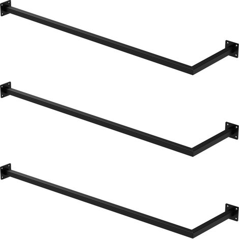ML-Design 3x Tringle à Vêtements d'Angle, P30 x L110 cm, Noir, Acier Inoxydable, Tringle de Penderie Forme L, Portemanteau à Montage Mural, Porte-vêtements, Tringle à Linge, Matériel de Montage Inclus (1/5)