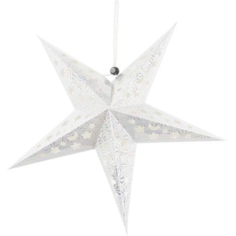 Puntale a stella tridimensionale per albero di natale in carta Bianca -Small (1/3)