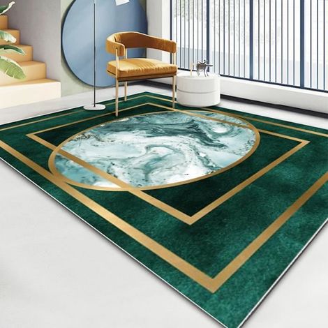 Tapis Paillasson Entree Exterieur WOVTE, Moderne LumièRe Vert Foncé GéOméTrie Salon Chambre Chevet Tapis Tapis De Sol 120160CM- 18 (1/4)