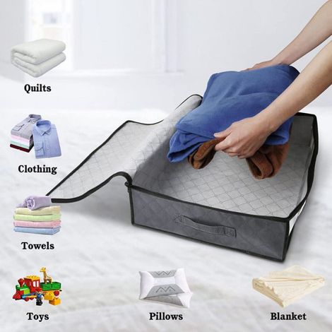 Bac de Rangement - 60 x 45 x 15 cm - 40 L - Tissu Non Tissé - Sous Lit - Lot de 3 (1/5)