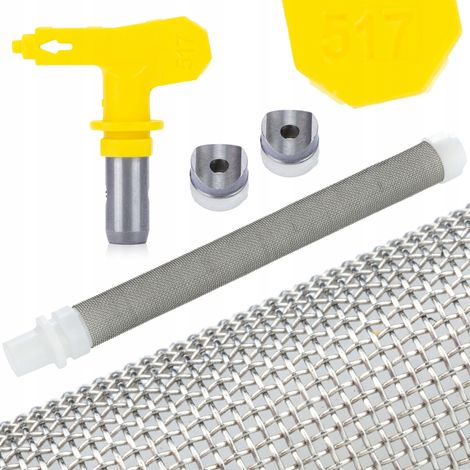 Juego de boquillas para pintar Rosfix modelo 517 + 1x casquillo/junta para tapa de boquilla Rosfix + filtro de dedo de malla 60 blanco para unidad de pintura 1 ud.