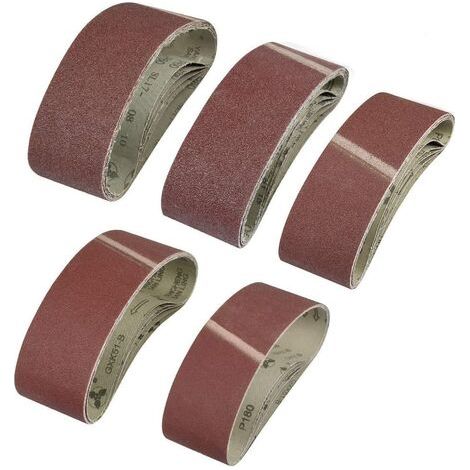Bandes Abrasives - 75 x 533 mm - Grains 40 60 80 120 180 - Pour Machines à Poncer - 25 Pièces (1/5)