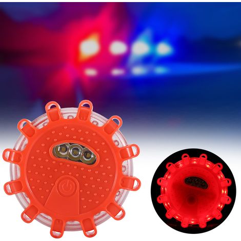 Lampe d'alerte clignotante 12 LED Bleues 3 LED Blanches en PS pour nuit sécurité routière urgence aimant crochet IP44 8.5x8.5x3 cm 1 pc (1/5)