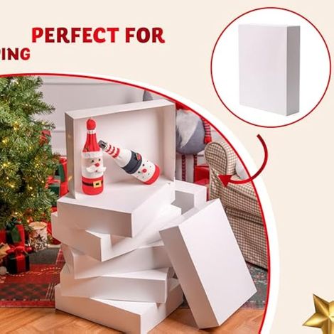 12 Pack Large Christmas Gift Boxes with Lids for Gifts, 17 x 13 x 4 in, Gift Boxes for Christmas, Birthday, Shirt, Clothes, Plain White Cardboard Gift Boxes for (1/4)