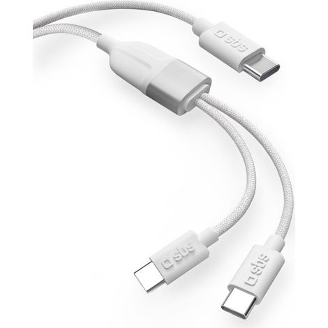 SBS TECABLETCC2IN1 USB Kabel 1,5 m USB C Weiß (1/2)