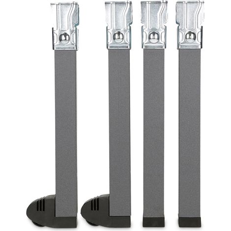 Juego de 4 patas de 25cm con ruedas para somier, tubo 30x30mm, con abrazadera