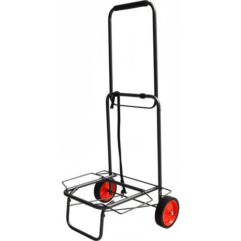 1 Chariot pliable, poignée rembourrée, roues caoutchouc, sangles élastiques, charge 35 kg, acier, courses camping (1/5)