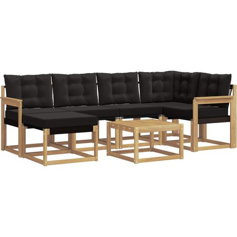 Outdoor Sofa Set 7 pcs White and Black vidaXL