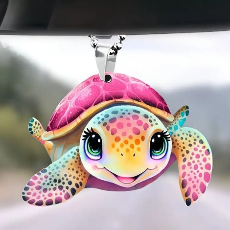 Pendentif de voiture, ensemble de 3 décorations pour rétroviseur avec une tortue de dessin animé (1/5)