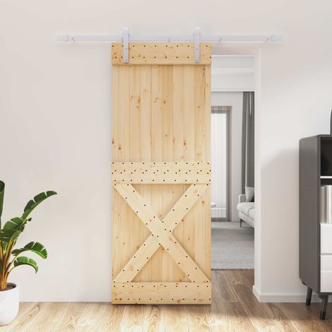 vidaXL Porta scorrevole Naturale e Bianco 80 x 210 cm