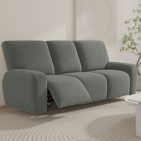 Housse de Fauteuil Relax Extensible 1 Places, Housse de Fauteuil Relax Inclinable Electrique avec Poche, 8 Pièce Lavable Protege de Meubles pour Canapé Inclinable (Anthracite,3 Places) (1/4)