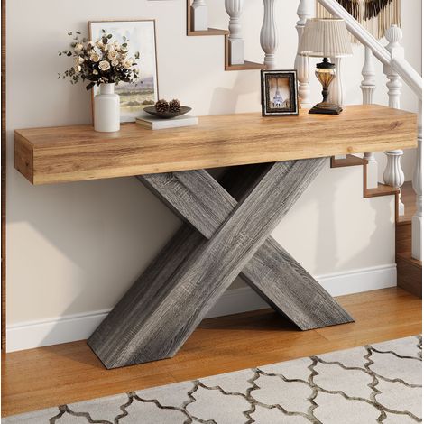 Console 140 x 30 x 80 cm en panneau de particules, effet bois, multicolore HAVRYA (1/5)