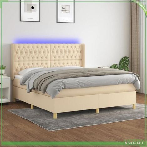 Sommier tapissier avec matelas et LED - FAF7291712412301 - 160x200 cm - Tête de lit réglable - Bandes LED USB IP65 (1/5)