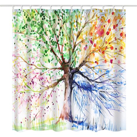 Rideau de douche imprimé polyester - 150x180cm - Imperméable et antimoisissure - Cloison salle de bain