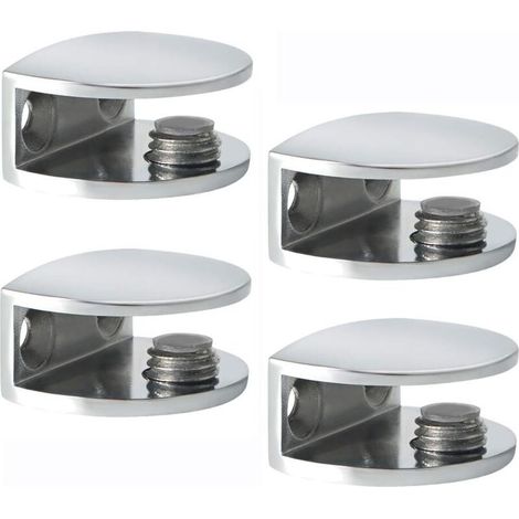 XEPHO Pince à Verre Support d’Étagère en Verre Support de Tablette Mural Fixation Réglable, Verre Adaptatif de 8-10 mm d'Épaisseur, 4 Pcs