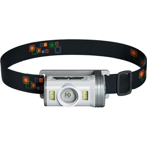 Lampe frontale LED rechargeable, batterie 800 mAh avec détecteur de mouvement et inclinaison réglable à 60°, étanchéité IPX4 pour extérieur et intérieur