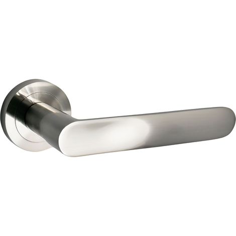 domino Türgriff Drückergarnitur Türklinke für Zimmertür, Bürotür, Kellertür & Innentür Türbeschläge aus Aluminium Nickel Türdrückergarnitur OVAL-R M9 (1/5)