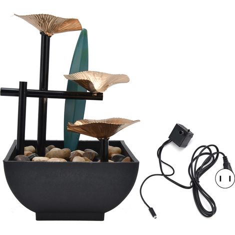 Fontaine décorative en fer forgé avec eau courante, ornement Feng Shui pour maison, bureau, meuble TV, prise US 110V. (1/5)