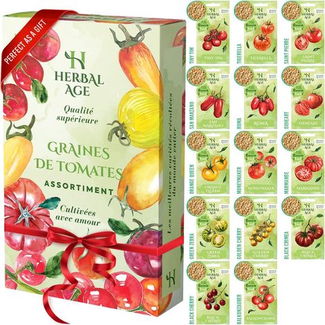 Kit De Culture De Tomates, 14 Variétés De Graines Anciennes, 500 Graines De Tomates Pour Votre Jardin Intérieure Et Extérieure À Planter, Cadeau De Jardinage Pour Homme, Femme, Enfant (1/5)