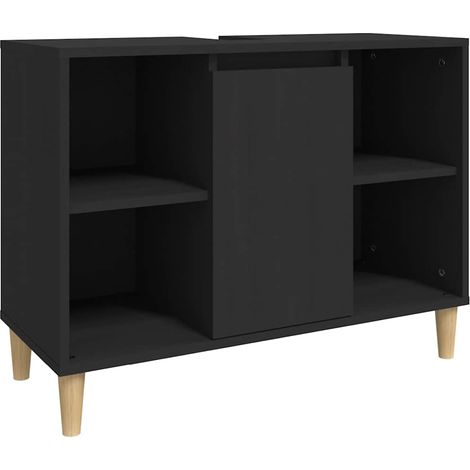 Waschbecken/Waschmuschel/Waschtischunterschrank Schwarz 80x33x60 cm Holzwerkstoff (1/5)