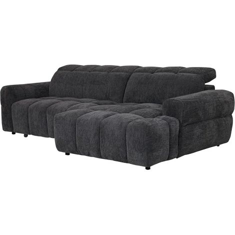 Canapé d'angle droit 3pl tissu gris foncé assise motorisée – GLASGOW (1/5)