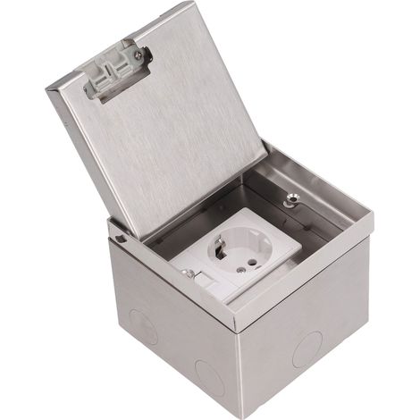 Prise de sol encastrée en acier inoxydable, style marbre, conforme aux normes européennes, pour câble réseau informatique (250 V CA). (1/5)