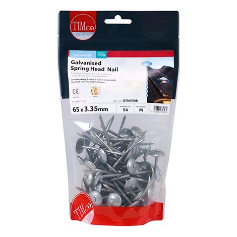 TIMCO Spring Head Nails Galvanised - 65 x 3.35