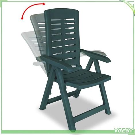 Chaises inclinables de jardin - FAFEICY - 275069 - Plastique - Vert - Lot de 4 pliantes (1/5)