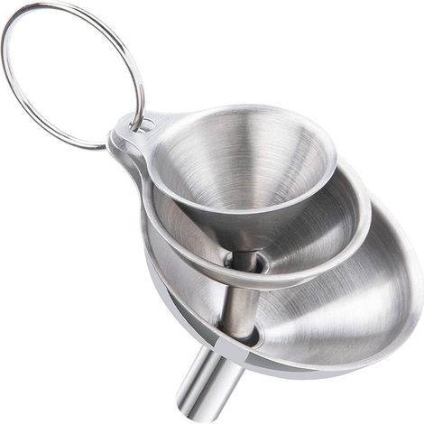 Juego de 3 embudos, aptos para dispensadores de aceite de oliva y utensilios de cocina, disponibles en diferentes tamaños. (1/5)