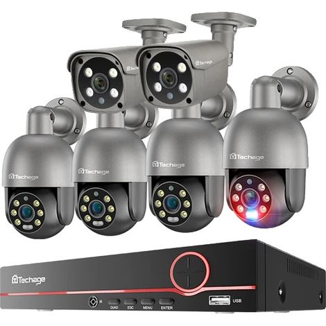 Système de caméra de sécurité, résolution 5MP, capacité de vision nocturne, surveillance extérieure CCTV, NVR 8CH 8 caméras, 3T, Aucun, 8CH NVR 6Caméras (1/2)