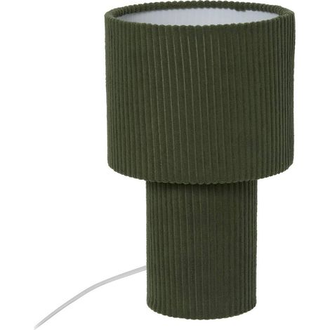 Lampe à Poser Côtelée "Jolina" 28cm Kaki (1/5)