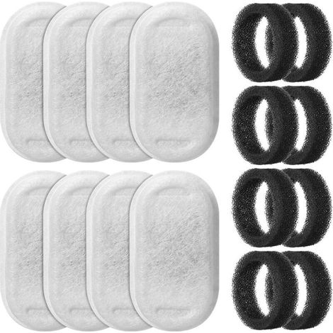 Cartuchos de filtro para bebederos de gatos, paquete de 16 cartuchos de repuesto de acero inoxidable, aptos para bebederos de gatos de 2 litros con caudal regulable (8+8 cartuchos).