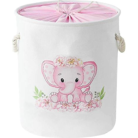 Panier à linge pour enfants en forme d'éléphant rose, grande taille, pliable, collection 2024 (1/5)