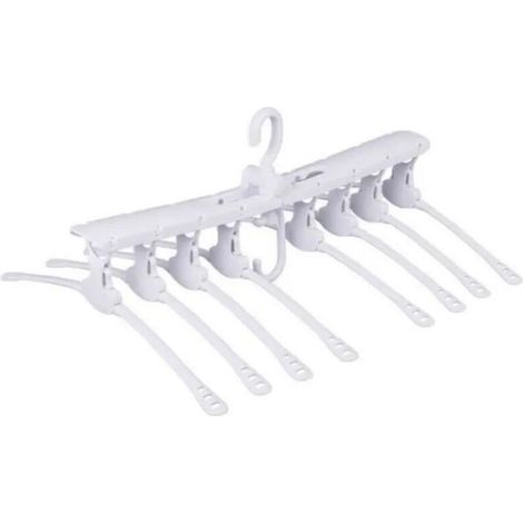8 en 1 cintre vêtement Cintre pour dressing gain de plac chemise Robe blanc porte-cintre Séchoir linge rack de séchage Cintre linge (1/5)