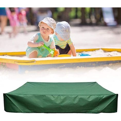 Couverture carrée de Bunker de Jouets pour Enfants, auvent de bac à Sable Anti-poussière de Plage, Pliable Abri vert 200x200cm (1/5)