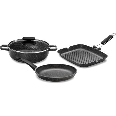 Batteria di Pentole 4 Pezzi in Alluminio Pressofuso Antiaderente Olympia Hard Cook (1/5)