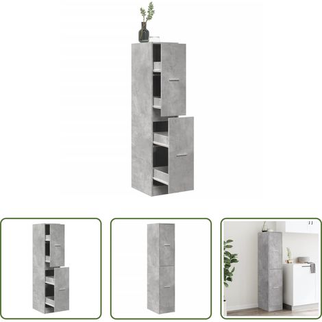 Armoire à pharmacie - Armoire d'apothicaire gris béton 30x41x144,5 cm bois ingénierie (1/5)