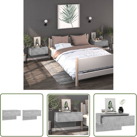 The Living Store Wand-Nachttische 2 Stk. Betongrau - Wandregal - Betonoptik - Wohnzimmer Dekoration - Regal Grau - Wandregale Set (1/5)